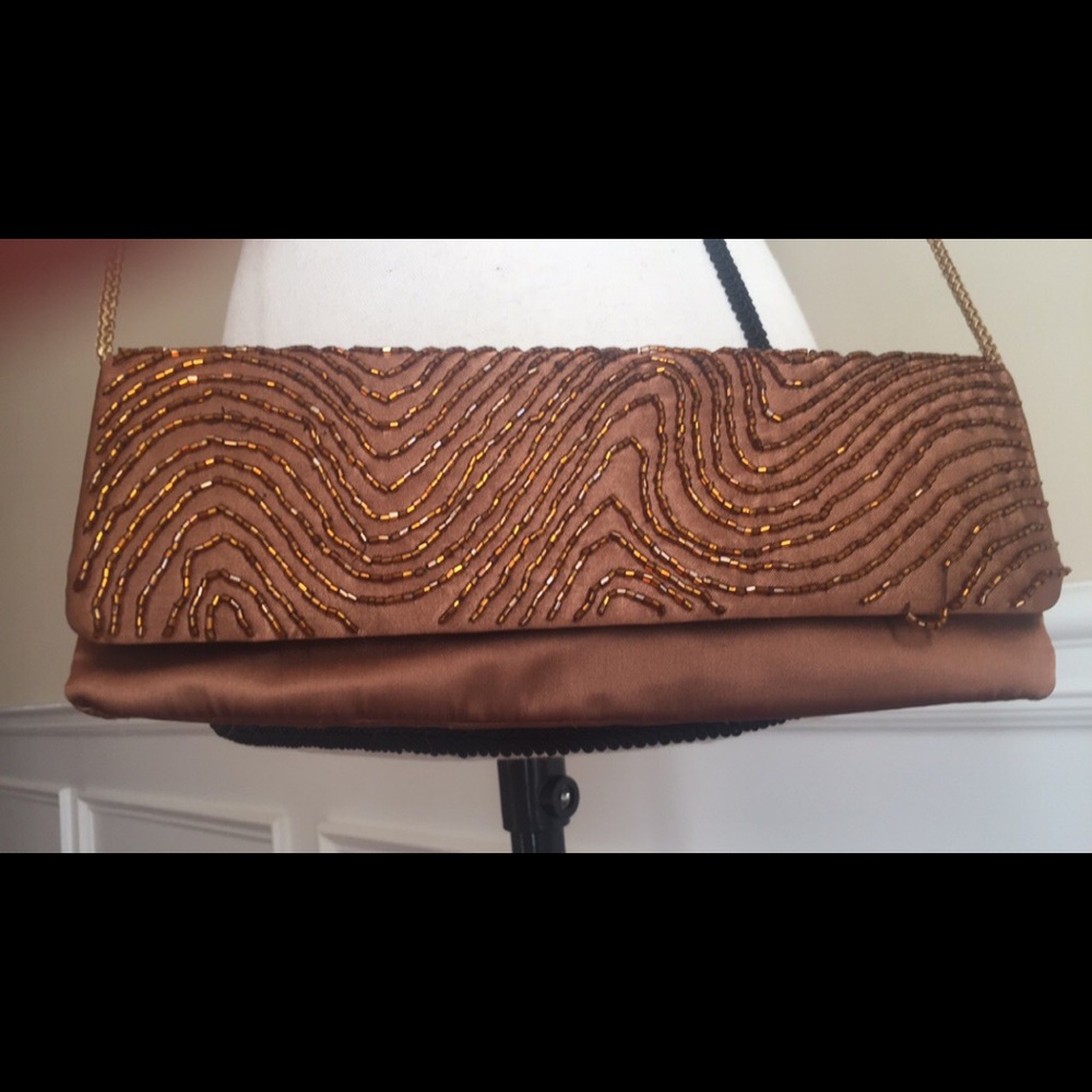 BRONZE COPPER NWOT BEADED BAG - Picture 1 of 8